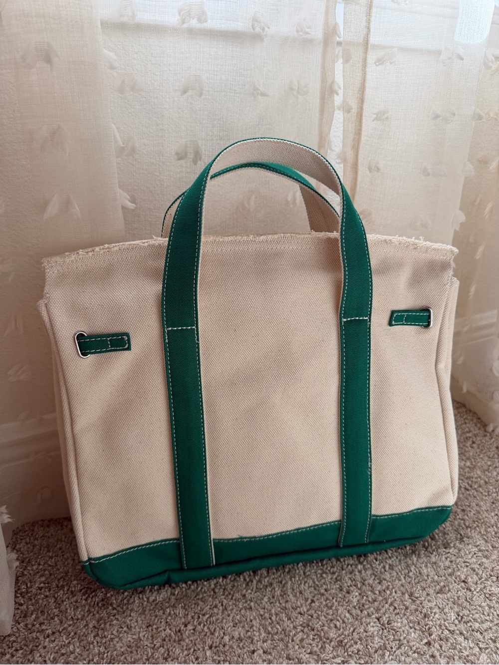 Sunwin Viral tote bag- Boatkin - Canvas Tote Bag with Green Trim - Picture 3 of 4